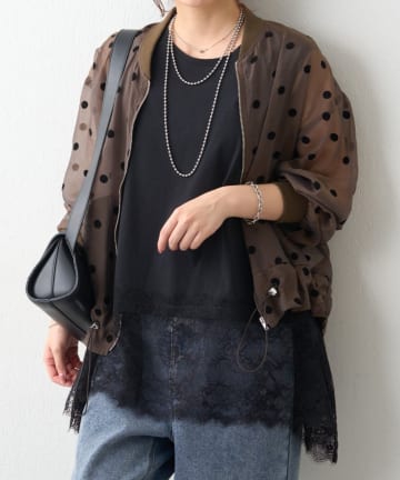 Remind me and forever(リマインドミーアンドフォーエバー) 【プチプラ/即着映え！】裾レースノースリプルオーバー