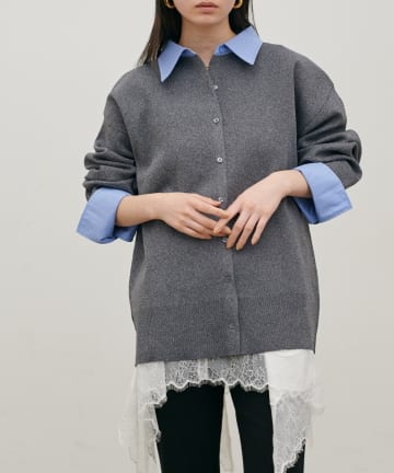 LARUTA(ラルータ) 【LARUTA】ポリ100シャツレイヤード風カーデ