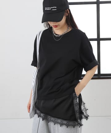 COLONY 2139(コロニー トゥーワンスリーナイン) 接触冷感アイラッシュレースドッキングTシャツ