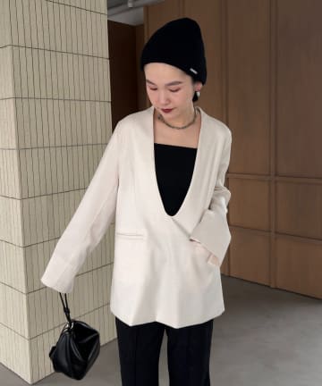 CAPRICIEUX LE'MAGE(カプリシュレマージュ) 【tani企画】深Vネックジャケットプルオーバー