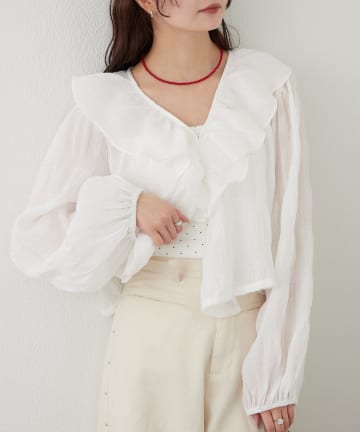 mystic(ミスティック) フリルカシュクールブラウス