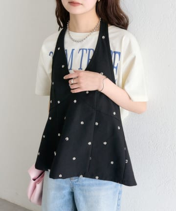 mystic(ミスティック) ビジューフラワーホルタービスチェ