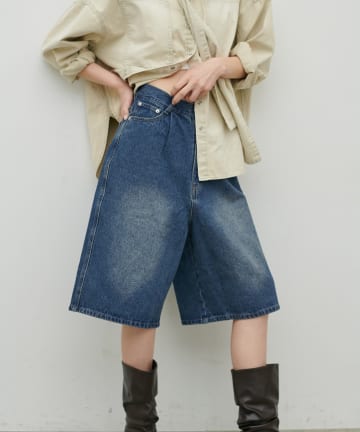 LARUTA(ラルータ) デニムタックハーフパンツ