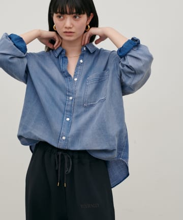 LARUTA(ラルータ) 【夏も着れるデニム】デニム風加工シャツ