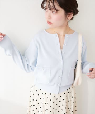 natural couture(ナチュラルクチュール) プチパール釦カーディガン