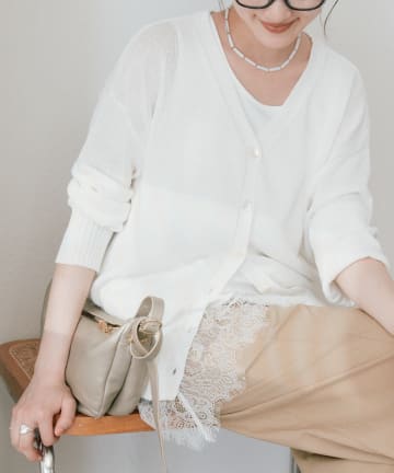 RIVE DROITE(リヴドロワ) 【レース裾で映える】レースヘムタンクトップ