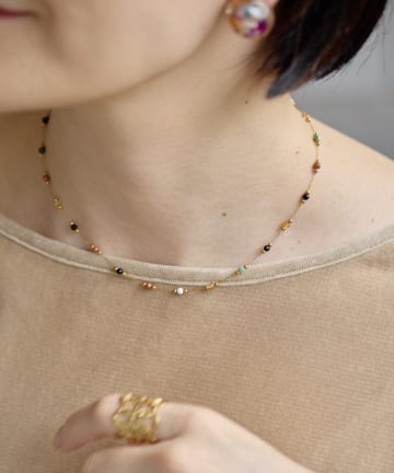 OUTLET(アウトレット) 【ear PAPILLONNER】ブラウンストーンネックレス