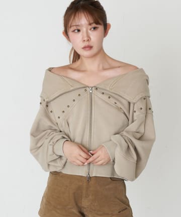 OUTLET(アウトレット) 【RAY CASSIN】ピグメントスタッズドルマンスウェットパーカー