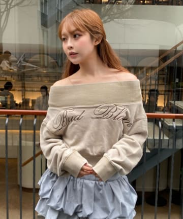 OUTLET(アウトレット) 【RAY CASSIN】ピグメントオフショルショートスウェット