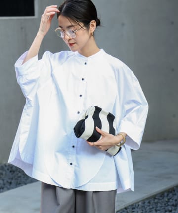 NOLLEY'S(ノーリーズ) 【MAQWEL/マクウェル】ウォッシャブルバンドカラーラグランシャツ