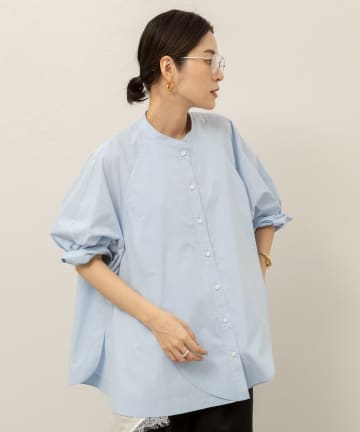 NOLLEY'S(ノーリーズ) 【MAQWEL/マクウェル】ウォッシャブルバンドカラーラグランシャツ