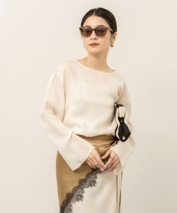 NOLLEY'S(ノーリーズ) 《セットアップ対応》【MAQWEL/マクウェル】ウォッシャブルサテンTブラウス