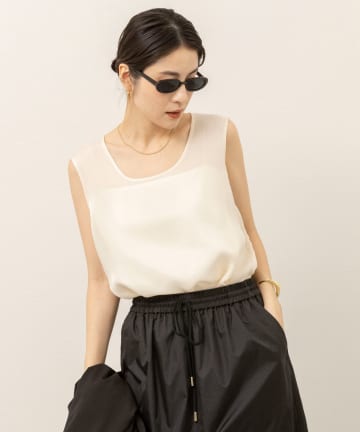 NOLLEY'S(ノーリーズ) 《セットアップ対応》【MAQWEL/マクウェル】ウォッシャブルサテンノースリーブ