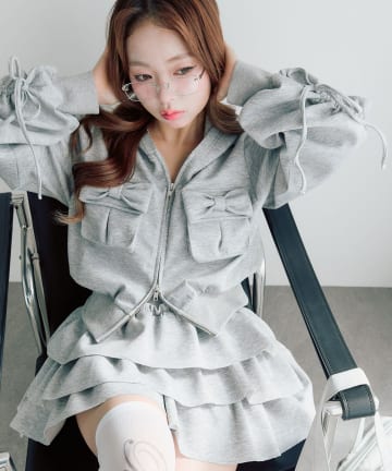 リボンレースZIPパーカー | OLIVE des OLIVE(オリーブ デ オリーブ