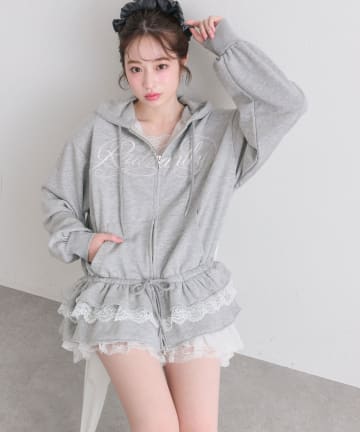 OLIVE des OLIVE(オリーブ デ オリーブ) 裾フリルZIPパーカー