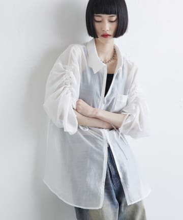 Lui's(ルイス) シアーギャザーダブルZIPシャツ