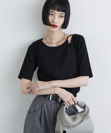 Lui's(ルイス) レイヤード半袖ニットプルオーバー