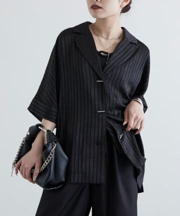 Lui's(ルイス) レースサテン開襟シャツ