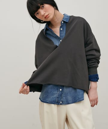 LARUTA(ラルータ) 断ち切りスキッパー裏毛プルオーバー