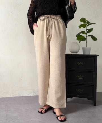 Chez toi(シェトワ) リネンライク配色イージーパンツ