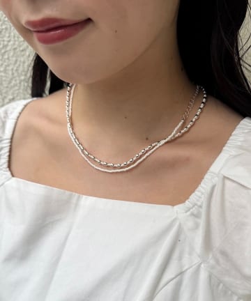 Kastane(カスタネ) 【fiw.】ビーズダブルネックレス