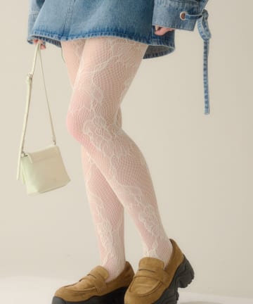 Kastane(カスタネ) フラワーレースタイツ