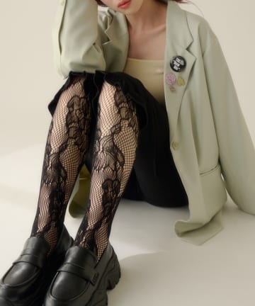 Kastane(カスタネ) フラワーレースタイツ