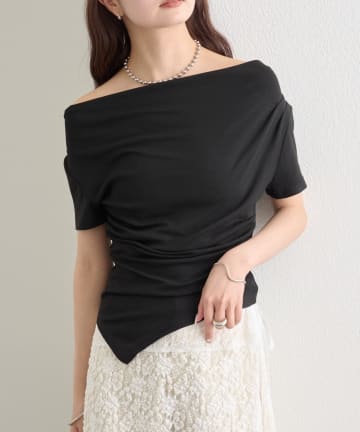 mystic(ミスティック) サイドギャザードレープTシャツ