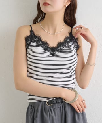 mystic(ミスティック) パット付きボーダーレースキャミソール