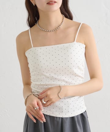 mystic(ミスティック) パット付きサイドギャザードットキャミソール