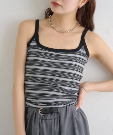 mystic(ミスティック) 【WEB限定】パット付きマルチボーダーキャミソール