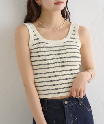 mystic(ミスティック) パット付きボーダータンクトップ