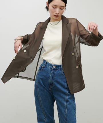 LARUTA(ラルータ) メタル釦メッシュジャケット