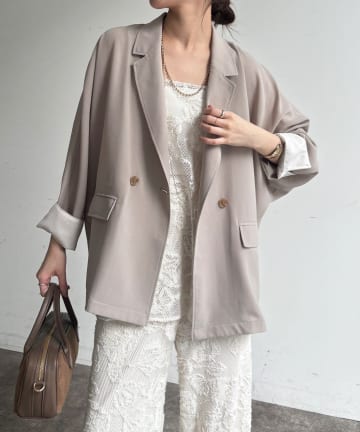 DOUDOU(ドゥドゥ) 【WEB限定】ドルマンスリーブテーラードジャケット