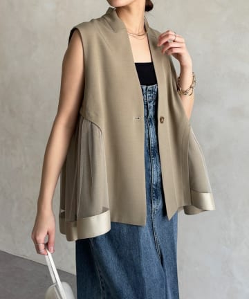 DOUDOU(ドゥドゥ) 【WEB限定】バックチュール重ねベスト