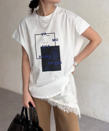 DOUDOU(ドゥドゥ) 【WEB限定】タックスリーブロゴTEE