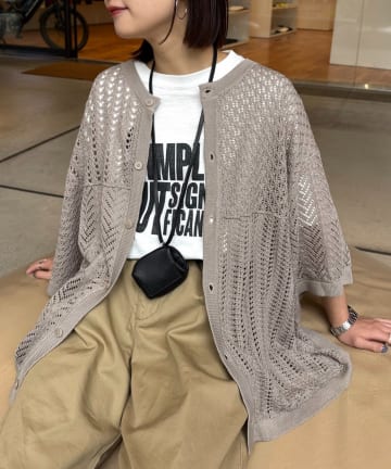 CIAOPANIC TYPY(チャオパニックティピー) 【UNISEX】レース編みパッチワークニットカーディガン/WEB限定
