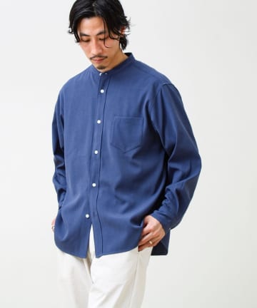 FREDY & GLOSTER(フレディ アンド グロスター) 【きれい見えラク素材】crunchyバンドカラーシャツ