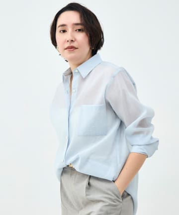 NOLLEY'S(ノーリーズ) ウォッシャブルシアーオーガンジー2WAYシャツ