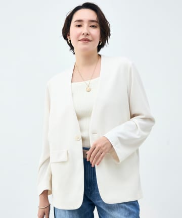 NOLLEY'S(ノーリーズ) ウォッシャブルノーカラージャケットジョーゼットダンボール