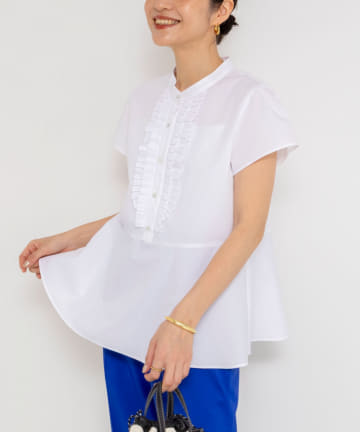 NOLLEY'S(ノーリーズ) ウォッシャブル前立プリーツペプラムブラウス