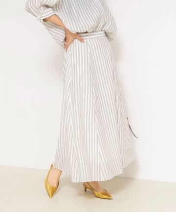 NOLLEY'S(ノーリーズ) 《セットアップ対応》ウォッシャブルストライプフレアスカート