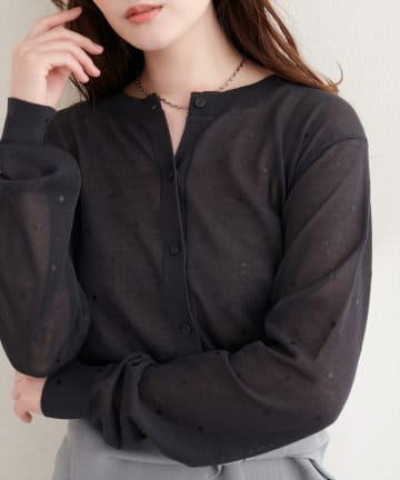 natural couture(ナチュラルクチュール) ドットシアーカーディガン