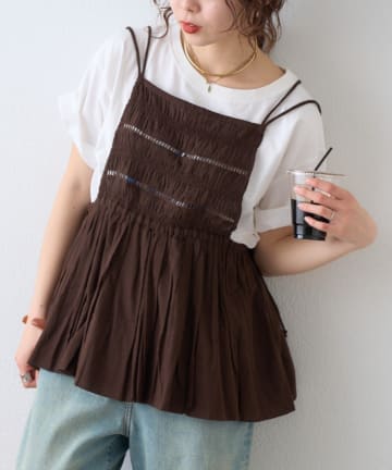 CIAOPANIC TYPY(チャオパニックティピー) 【India】シャーリングバルーンエプロンキャミチュニック