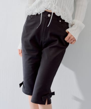 Chico(チコ) 【SALON by Chico】リボン取り外しサイドスリットカプリパンツ