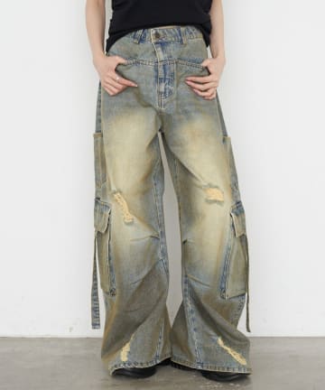 RAY CASSIN(レイカズン) カーゴバレルルーズデニムパンツ