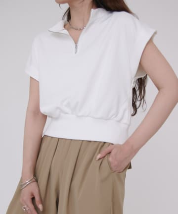 COLONY 2139(コロニー トゥーワンスリーナイン) 【WEB限定】2WAYフレンチスリーブZIP付トップス