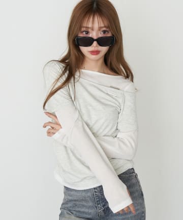 RAY CASSIN(レイカズン) オフショルレイヤードT