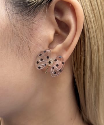 Lattice(ラティス) リボンドットイヤリング