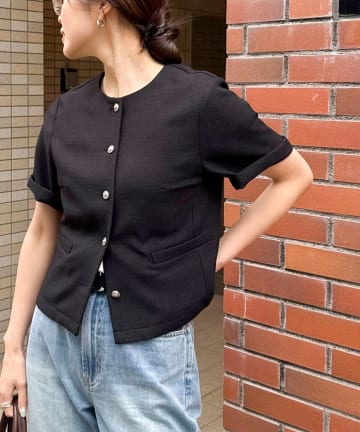 FREDY & GLOSTER(フレディ アンド グロスター) 【@sora_522m企画】ノーカラーハーフスリーブジャケット